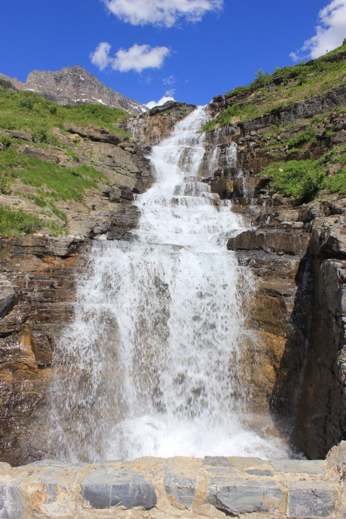 Waterfall on the side of Going-to-the-Sun Road